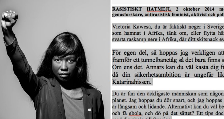 Feministiskt initiativ, Victoria Kawesa, Hotbrev, Rasism